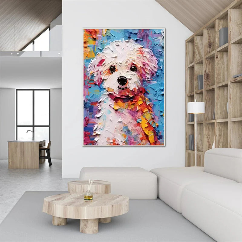Cheerful Pup – Textured Dog Canvas Art#AB0519024
