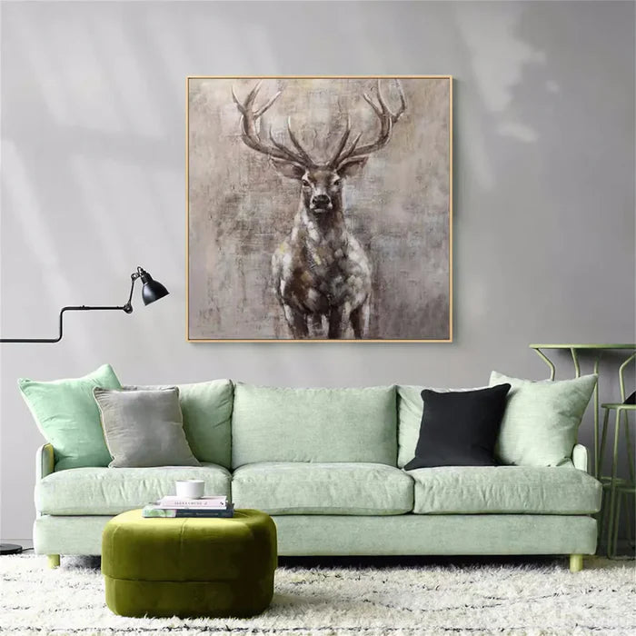 Abstract Deer Wall Art – Modern Minimalist Canvas Painting#AB051804