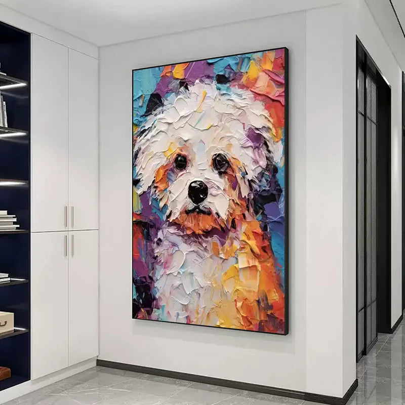 Colorful Pup – Textured Dog Canvas Art#AB0519005