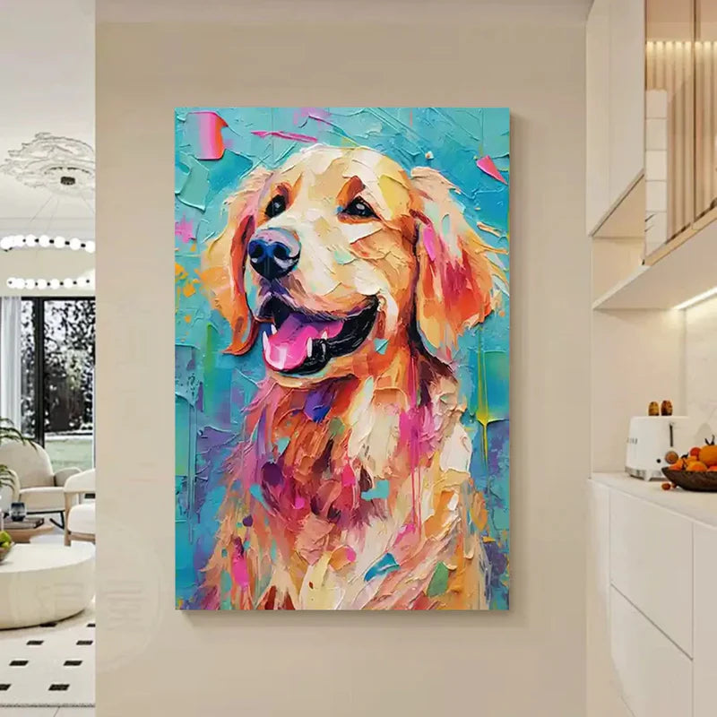 Golden Joy – Textured Dog Canvas Art#AB0519021