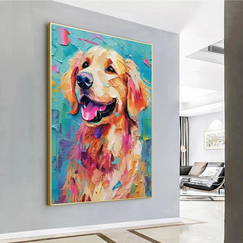 Golden Joy – Textured Dog Canvas Art#AB0519021
