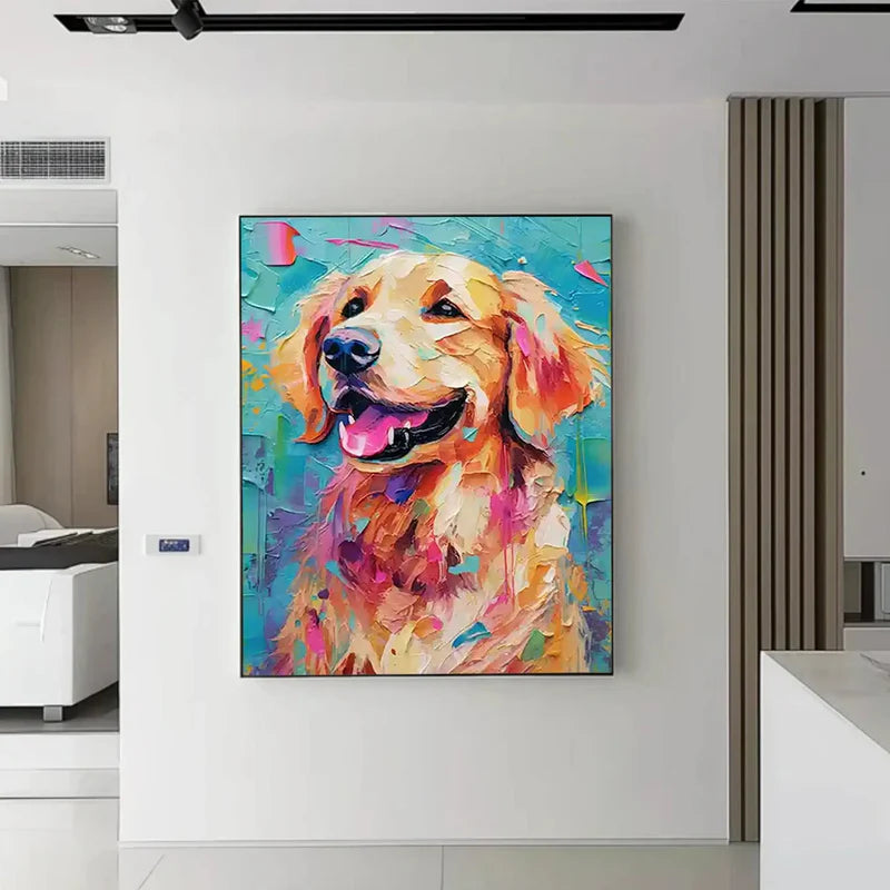 Golden Joy – Textured Dog Canvas Art#AB0519021