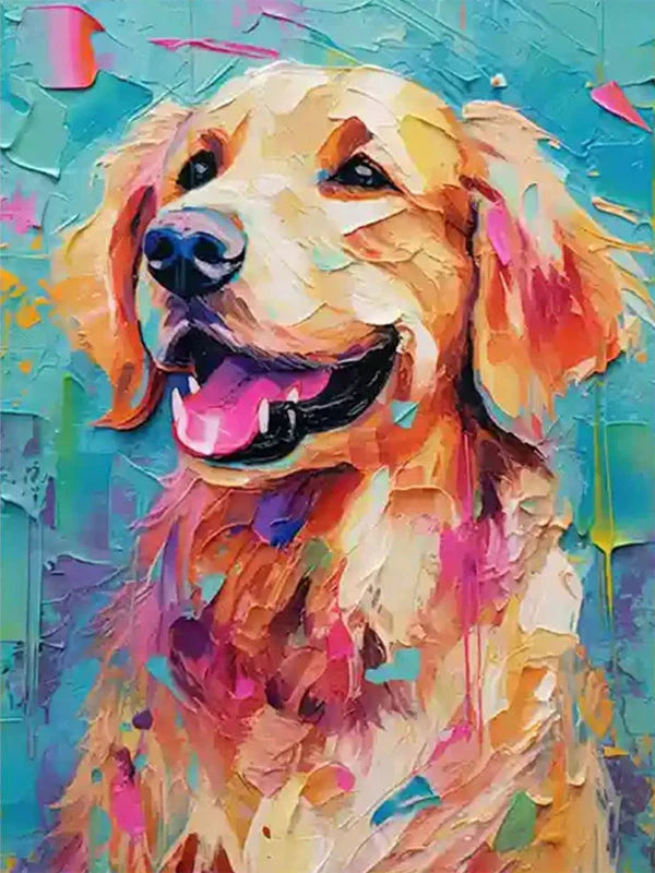 Golden Joy – Textured Dog Canvas Art#AB0519021