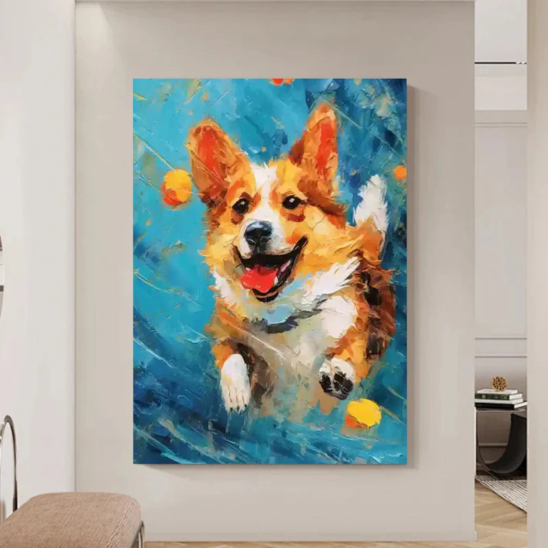 Cheerful Pup – Textured Dog Canvas Art#AB0519022