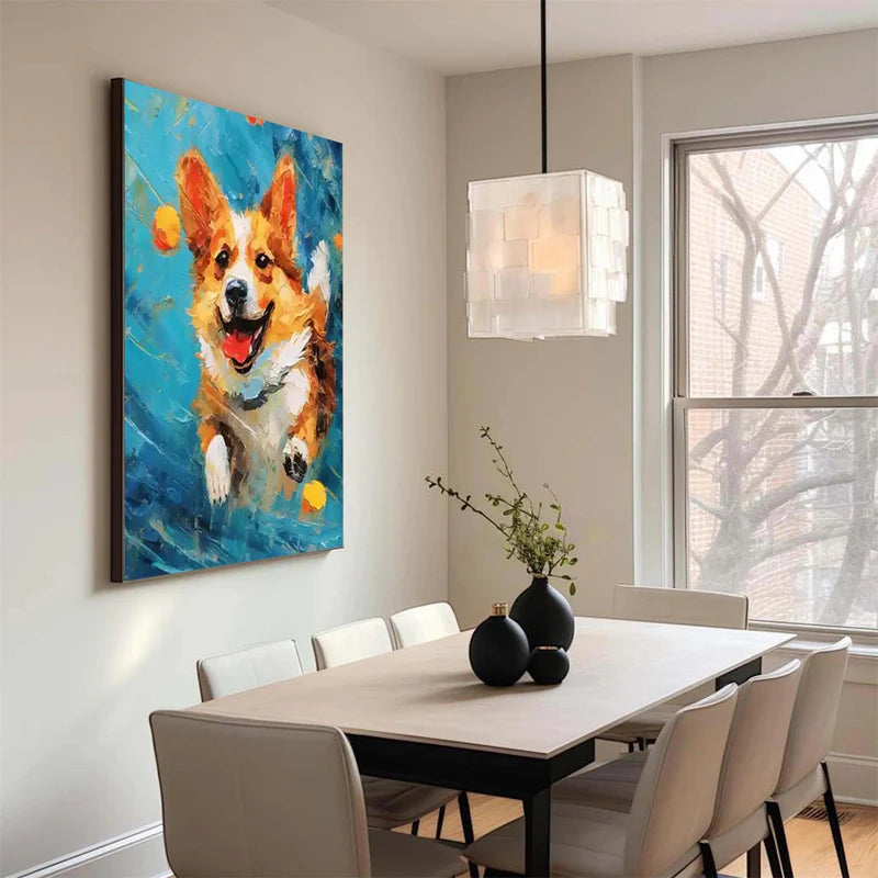 Cheerful Pup – Textured Dog Canvas Art#AB0519022