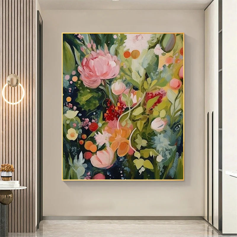 Blooming Rhapsody – Textured Floral Oil Painting Wall Art
