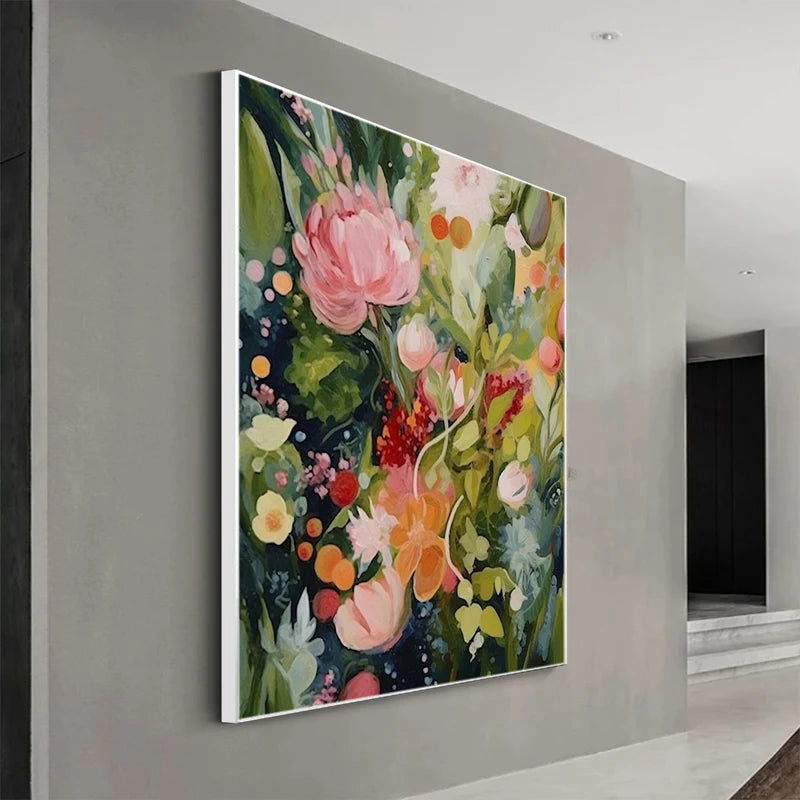 Blooming Rhapsody – Textured Floral Oil Painting Wall Art