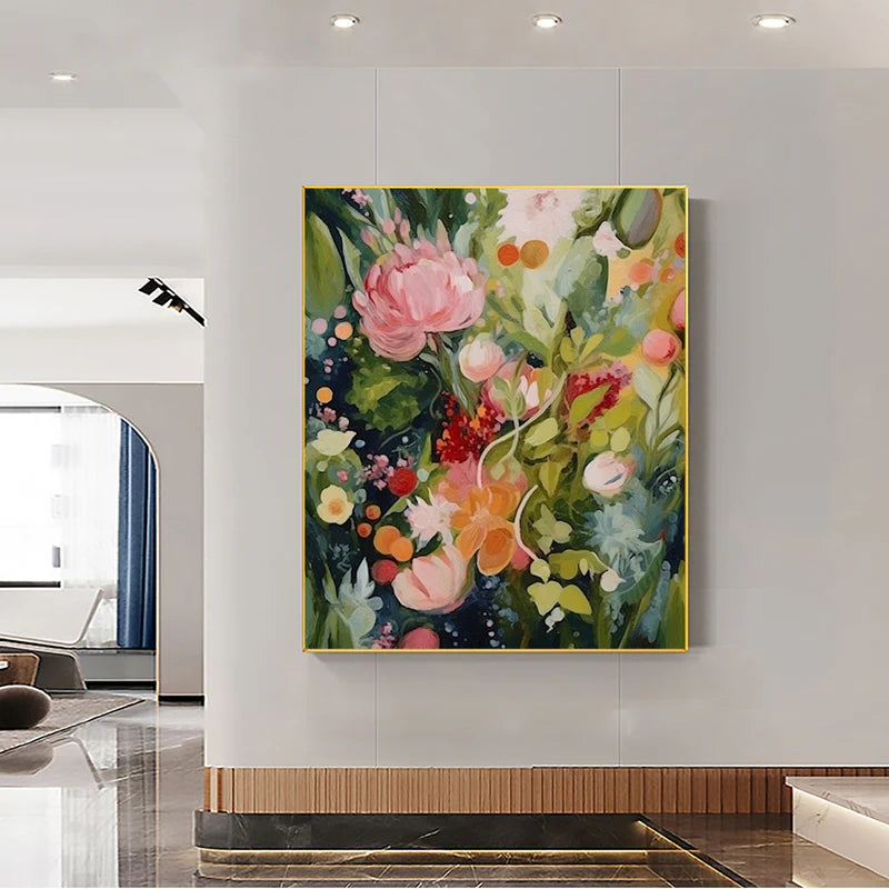Blooming Rhapsody – Textured Floral Oil Painting Wall Art
