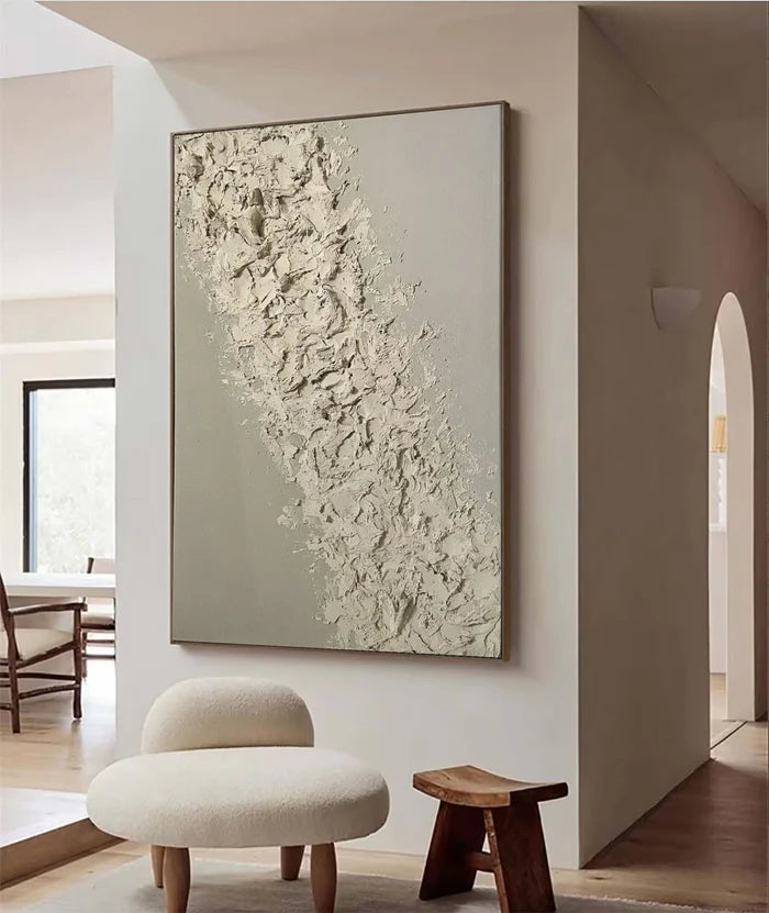 Beige Textured Oil Painting - Modern Minimalist Abstract Wall Art