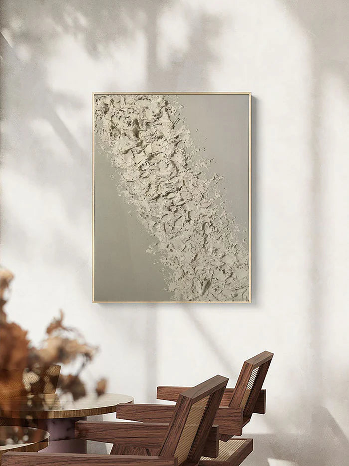 Beige Textured Oil Painting - Modern Minimalist Abstract Wall Art