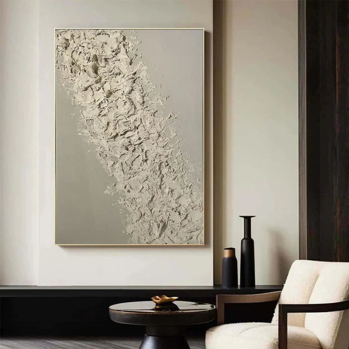 Beige Textured Oil Painting - Modern Minimalist Abstract Wall Art