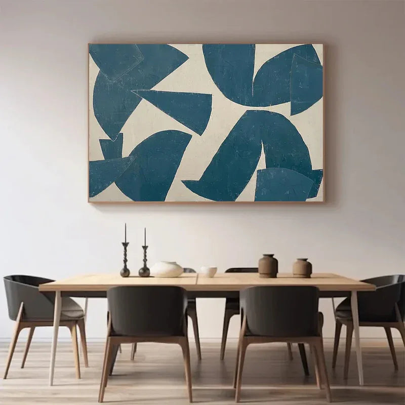 Blue Fold Rhythm-Modern Minimalist Abstract Geometric Wall Art - artextured