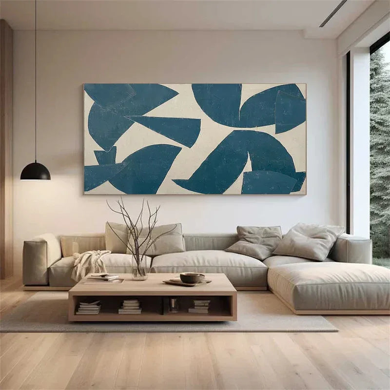 Blue Fold Rhythm-Modern Minimalist Abstract Geometric Wall Art - artextured