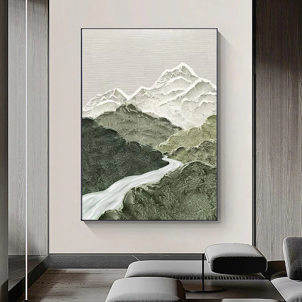 Blue & Green Nature Mountains and River Abstract  #ypy502
