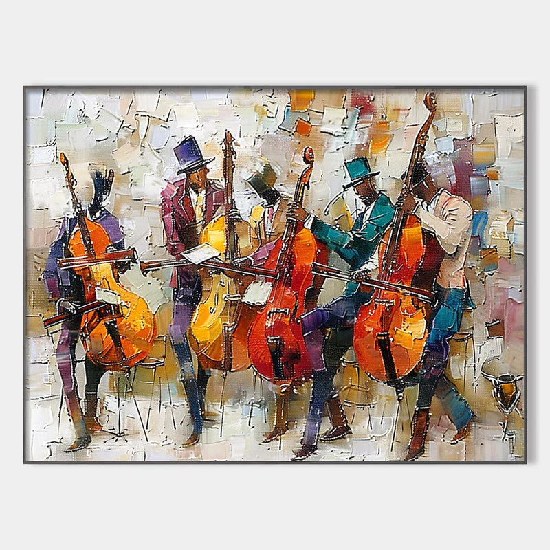 Cellos in Harmony – Textured Musicians Canvas Art#AB0519010