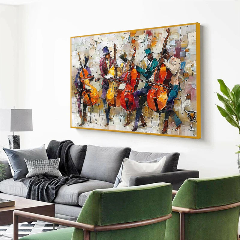 Cellos in Harmony – Textured Musicians Canvas Art#AB0519010