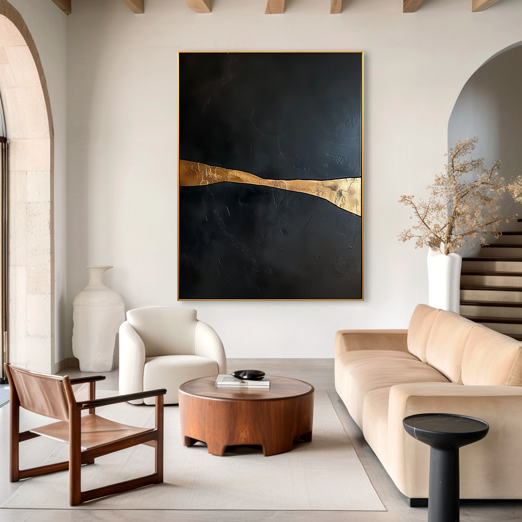 Silent Divide Large Textured Abstract Oil Painting#AB14208