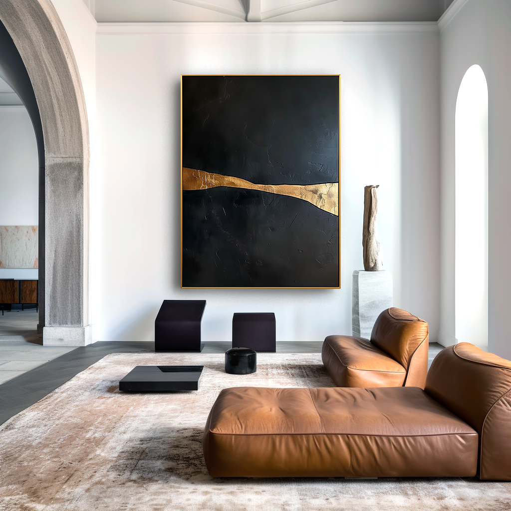 Silent Divide Large Textured Abstract Oil Painting#AB14208