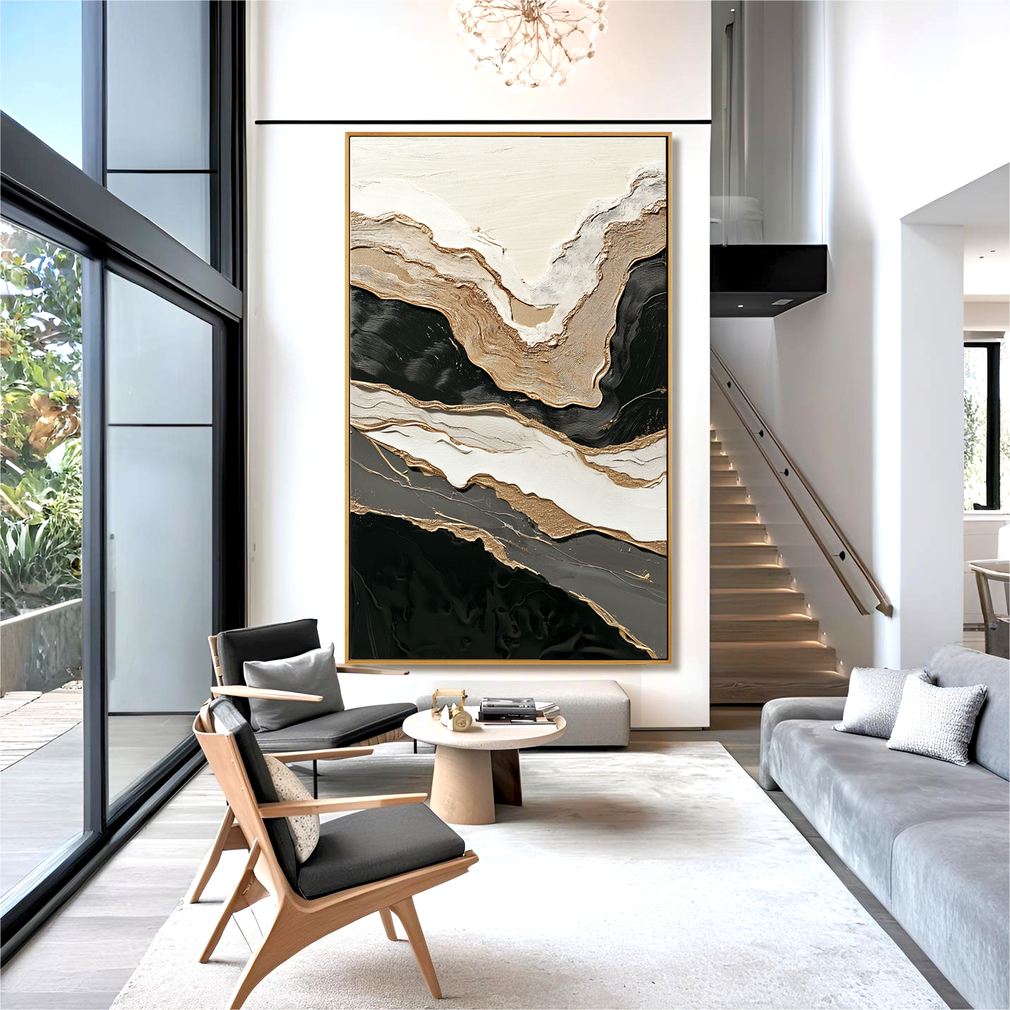 Layered Horizon Large Textured Abstract Oil Painting#AB14212