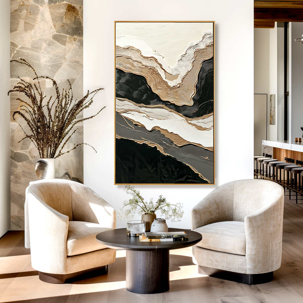 Layered Horizon Large Textured Abstract Oil Painting#AB14212