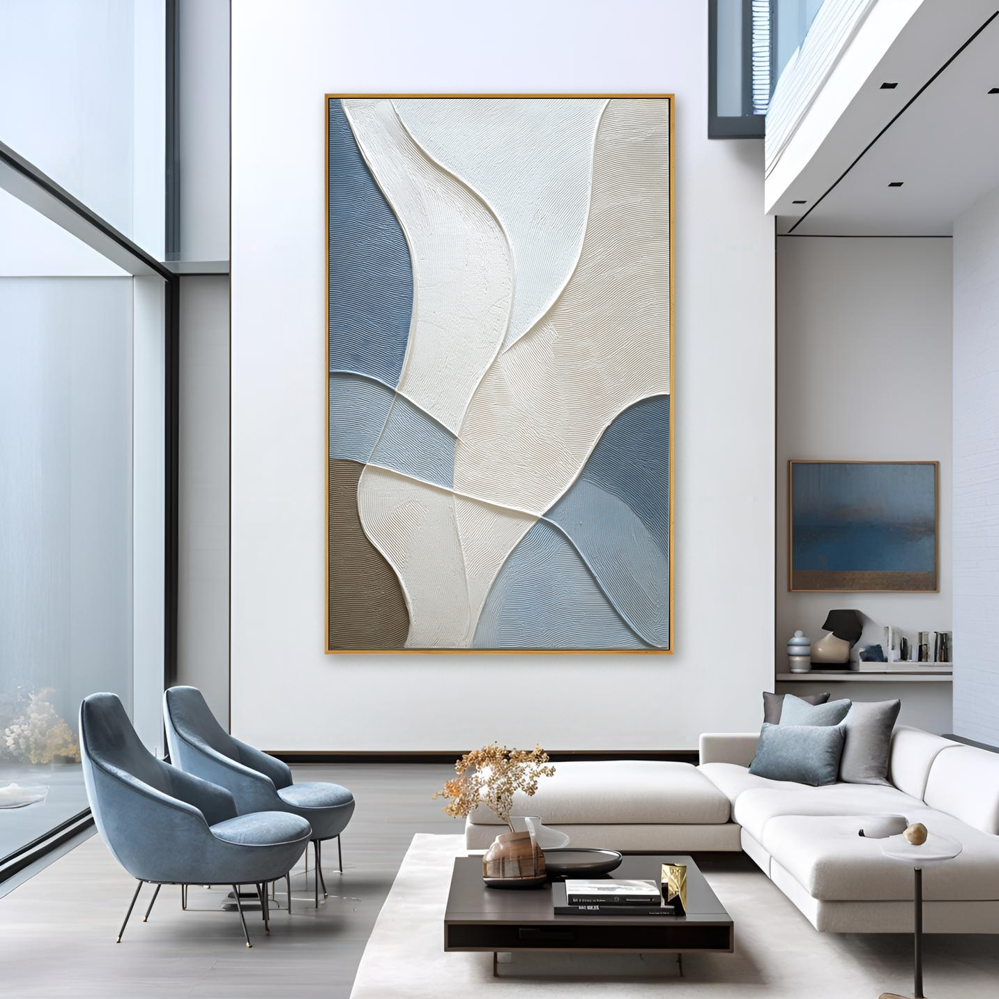 Soft Currents Large Textured Abstract Oil Painting#AB14213