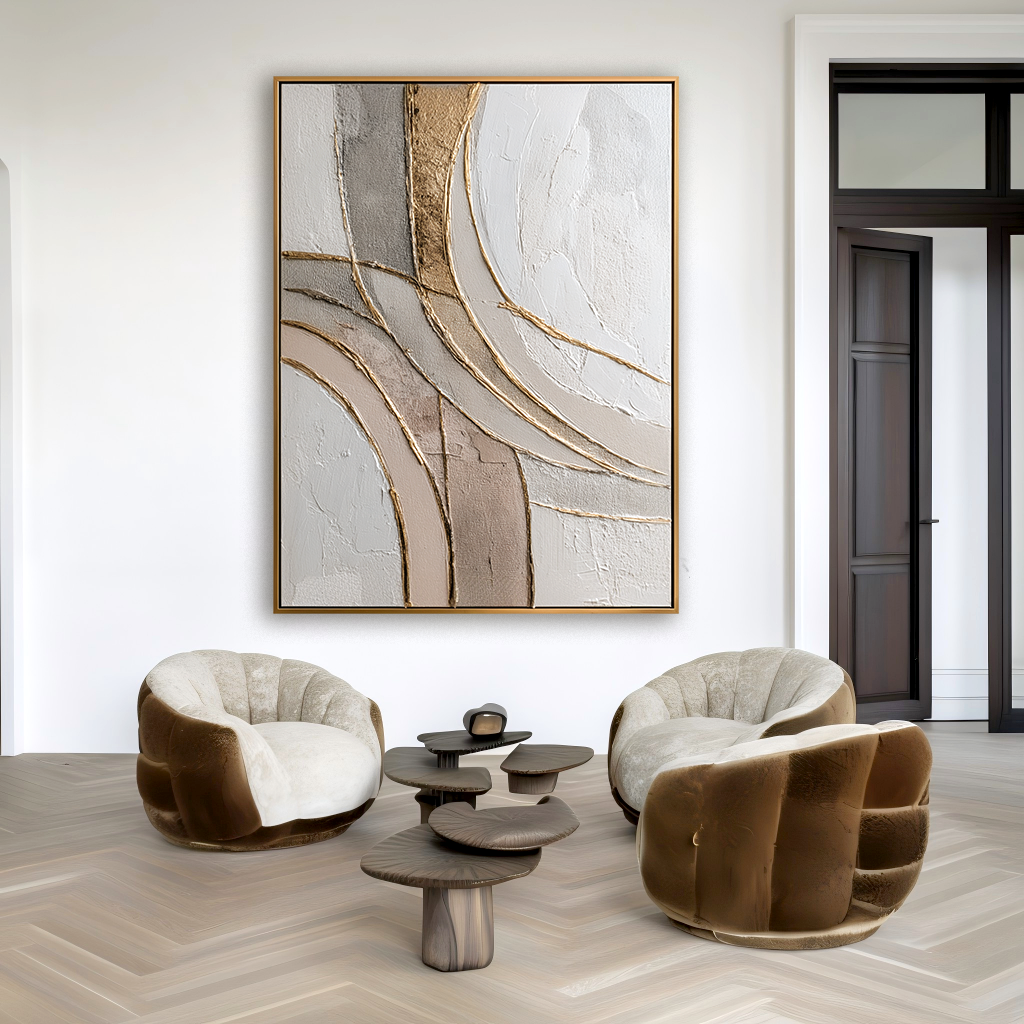 Gentle Alignment Large Textured Abstract Oil Painting#AB14215