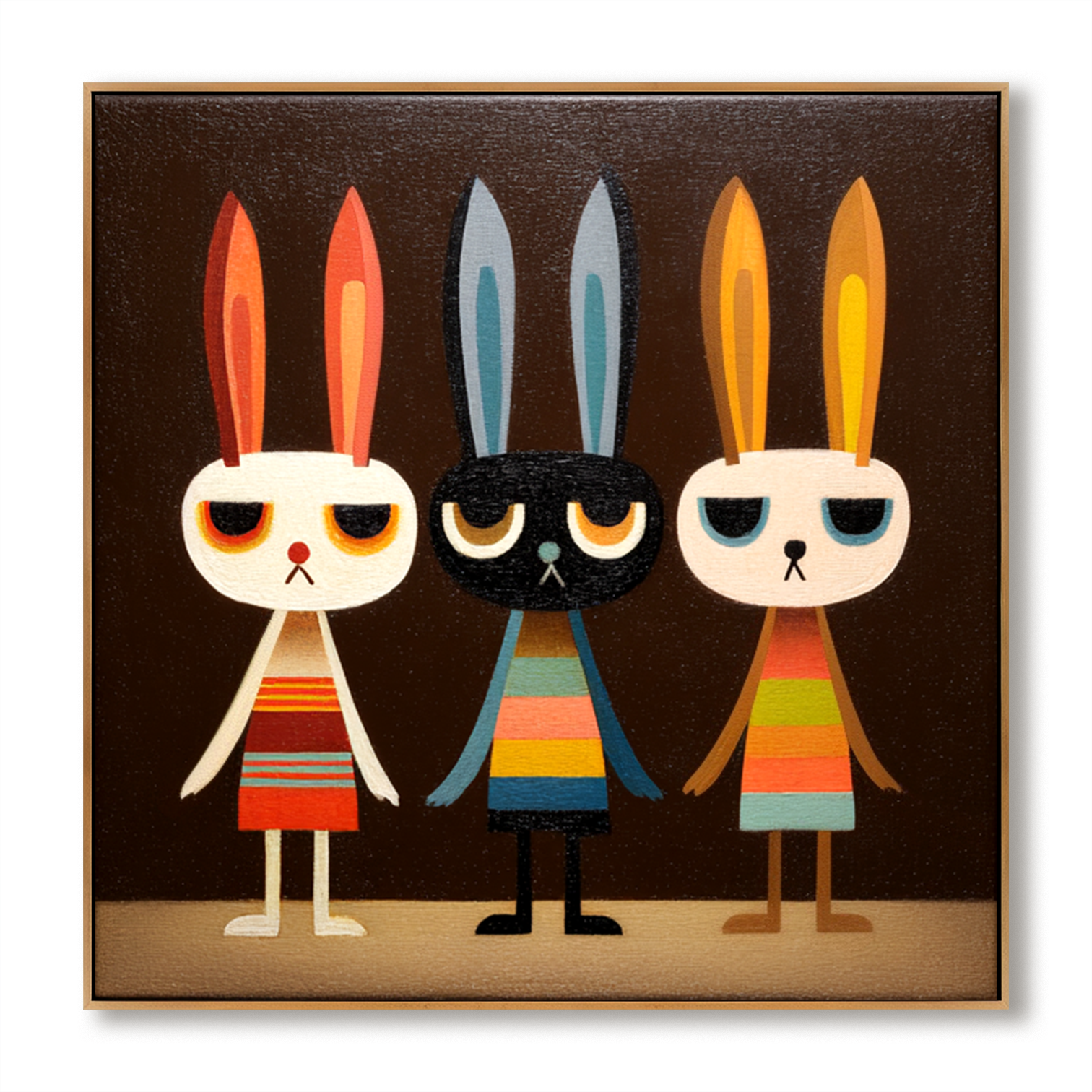 Quiet Trio – Hand-Painted Textured Figurative Wall Art#AB14169