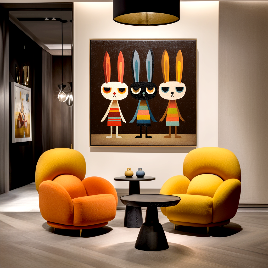 Quiet Trio – Hand-Painted Textured Figurative Wall Art#AB14169