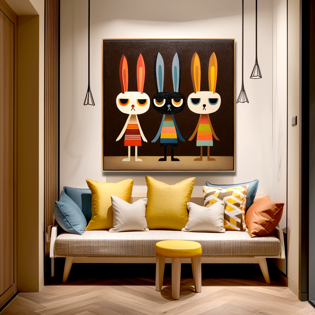 Quiet Trio – Hand-Painted Textured Figurative Wall Art#AB14169