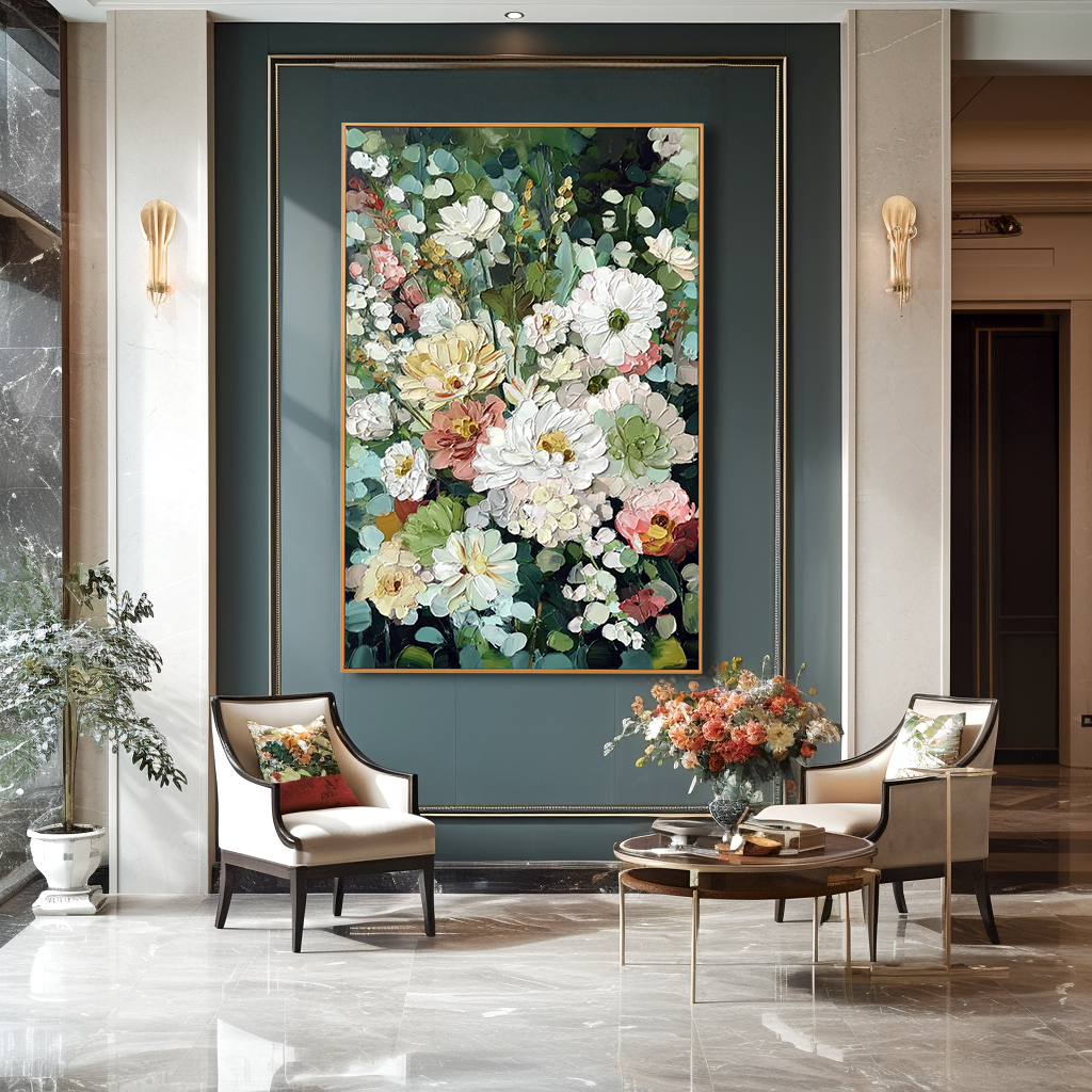 Textured Floral Abstract Oil Painting#AB14165