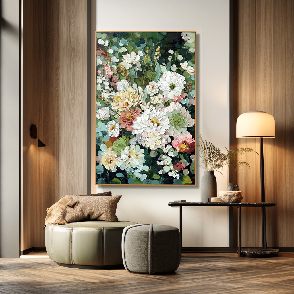 Abundant Garden - Modern Interior Decoration Hand-Painted Floral Texture 3D Wall Art#AB14165