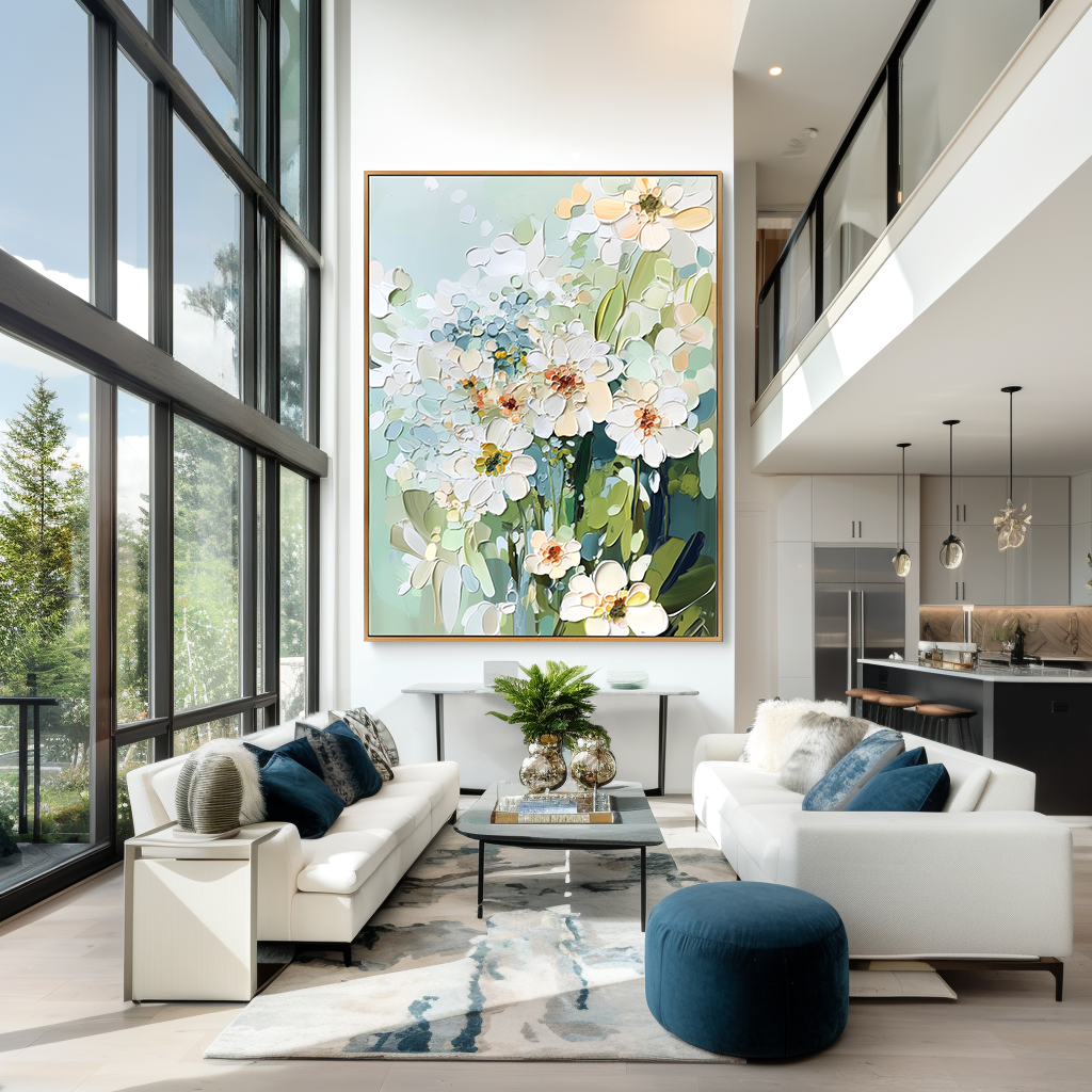 Textured Floral Abstract Oil Painting#AB14164