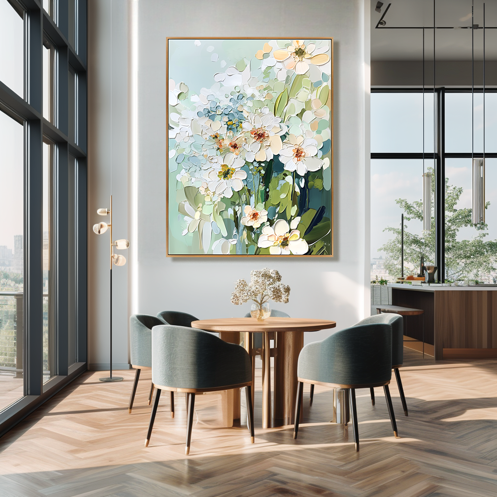 Textured Floral Abstract Oil Painting#AB14164