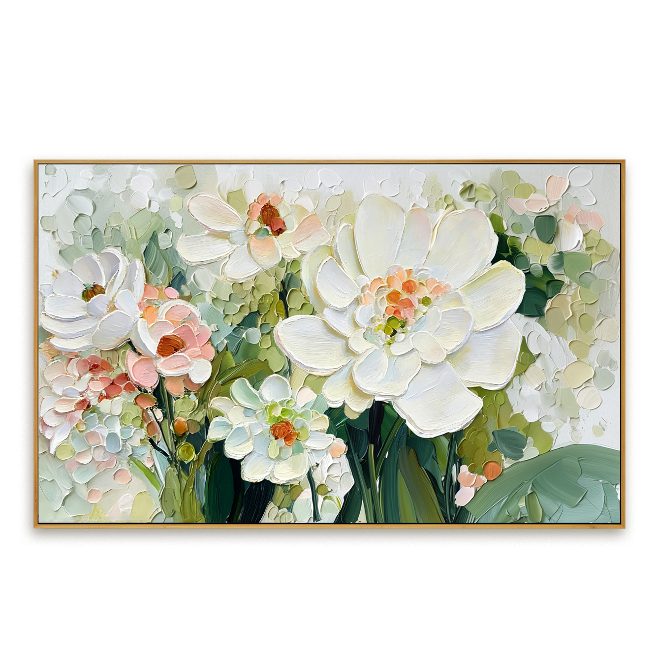 Gentle Spring Bouquet Large Hand-Painted Textured Floral Oil Painting#AB14221