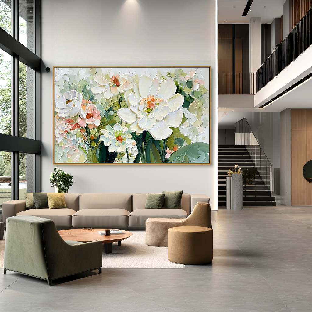 Gentle Spring Bouquet Large Hand-Painted Textured Floral Oil Painting#AB14221