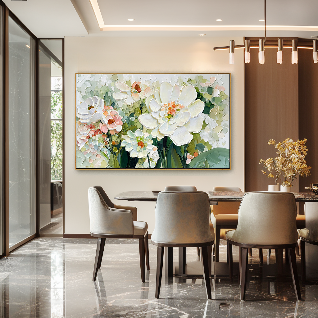 Gentle Spring Bouquet Large Hand-Painted Textured Floral Oil Painting#AB14221