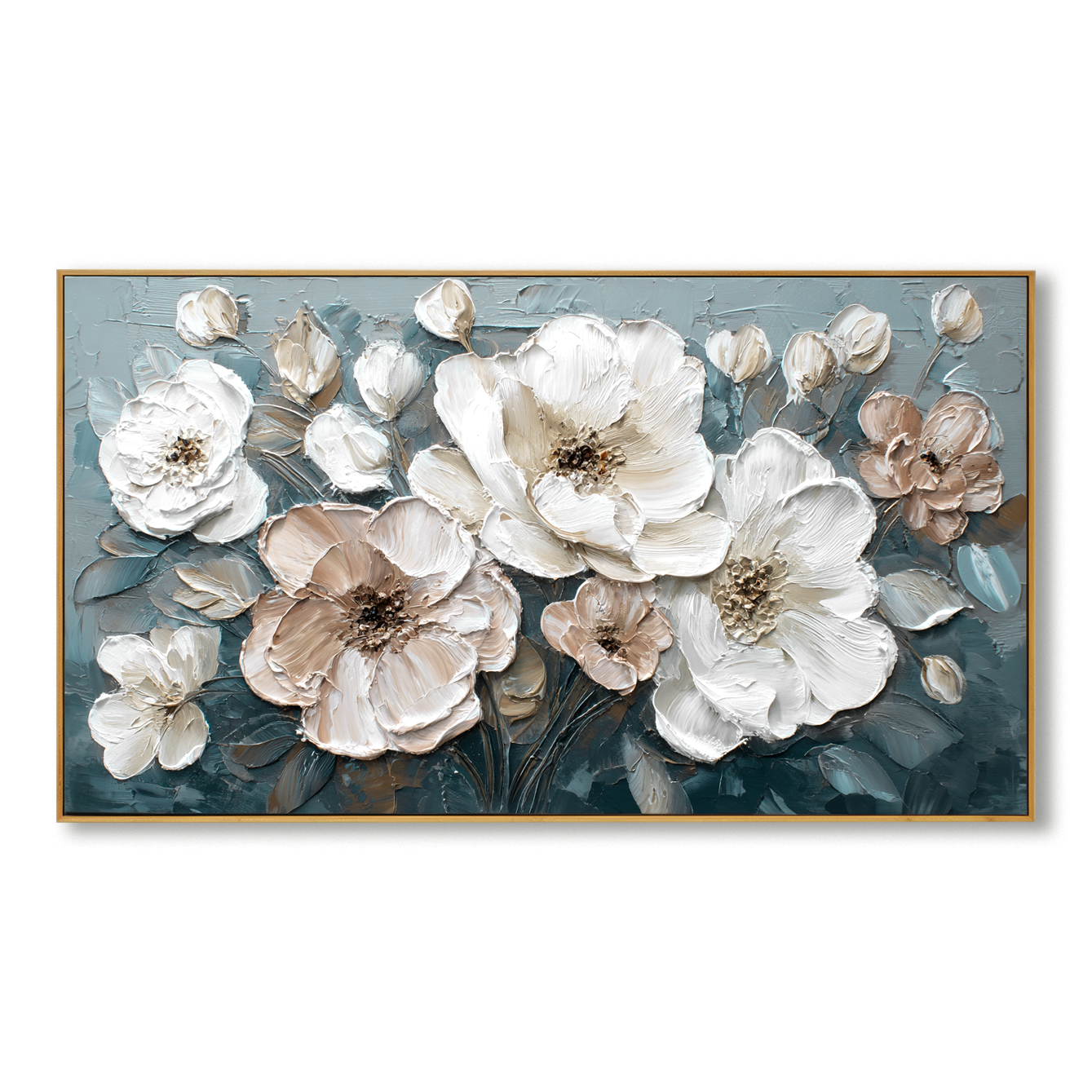 Soft Resonance Large Hand-Painted Textured Abstract Floral Oil Painting#AB14225