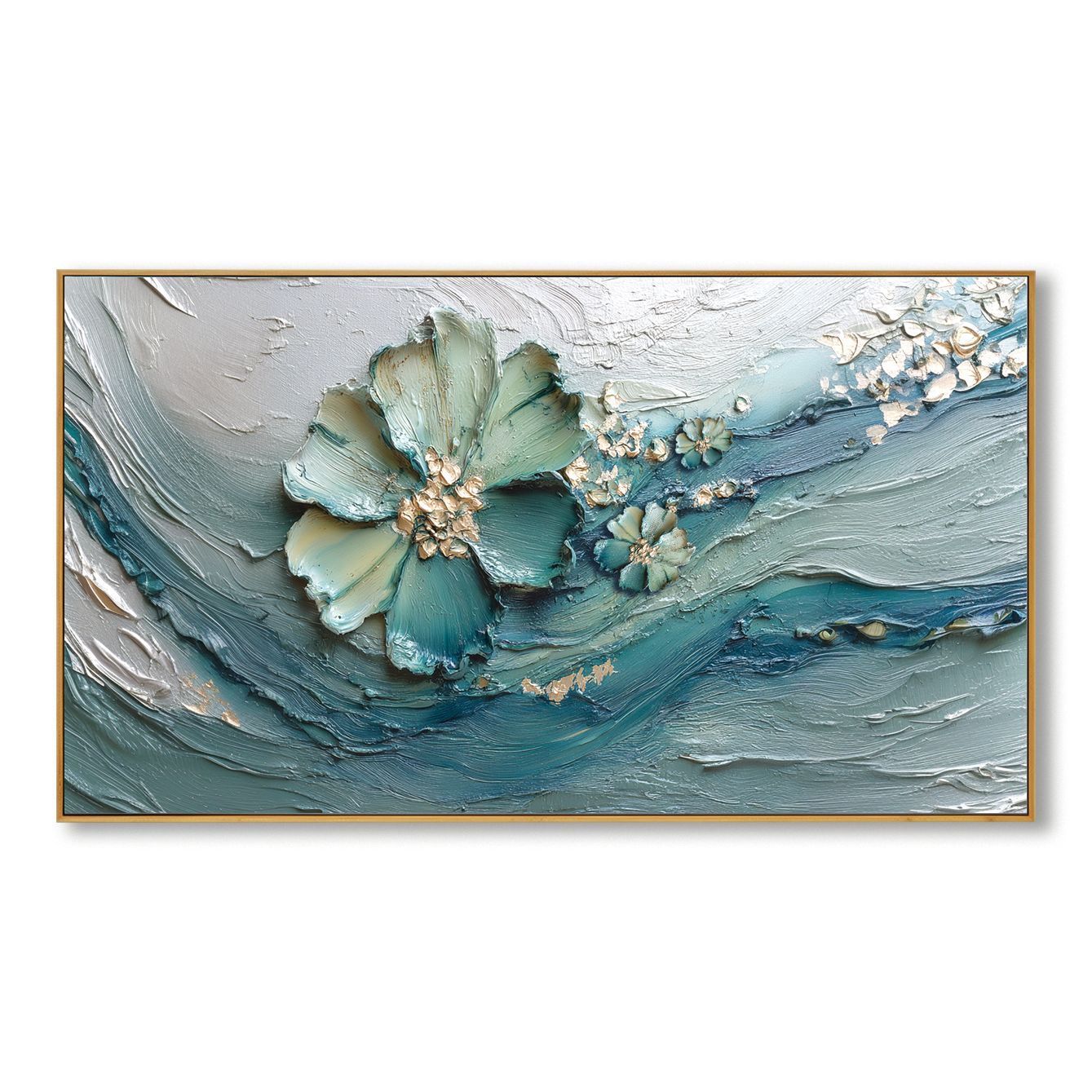 Silent Current Large Hand-Painted Textured Abstract Floral Oil Painting#AB14228