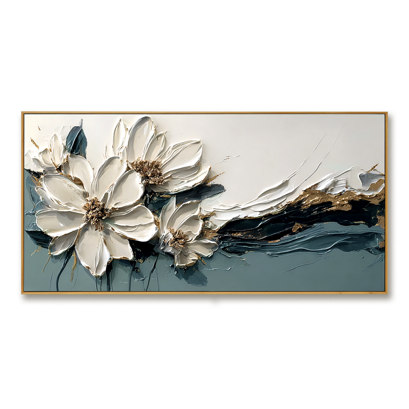 Still in Motion Large Hand-Painted Textured Floral Oil Painting#AB14229