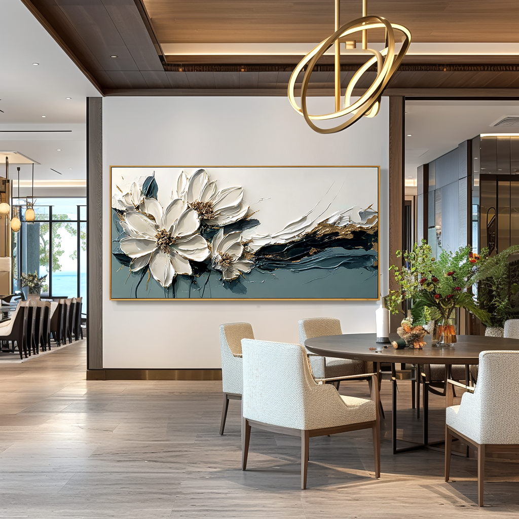 Still in Motion Large Hand-Painted Textured Floral Oil Painting#AB14229