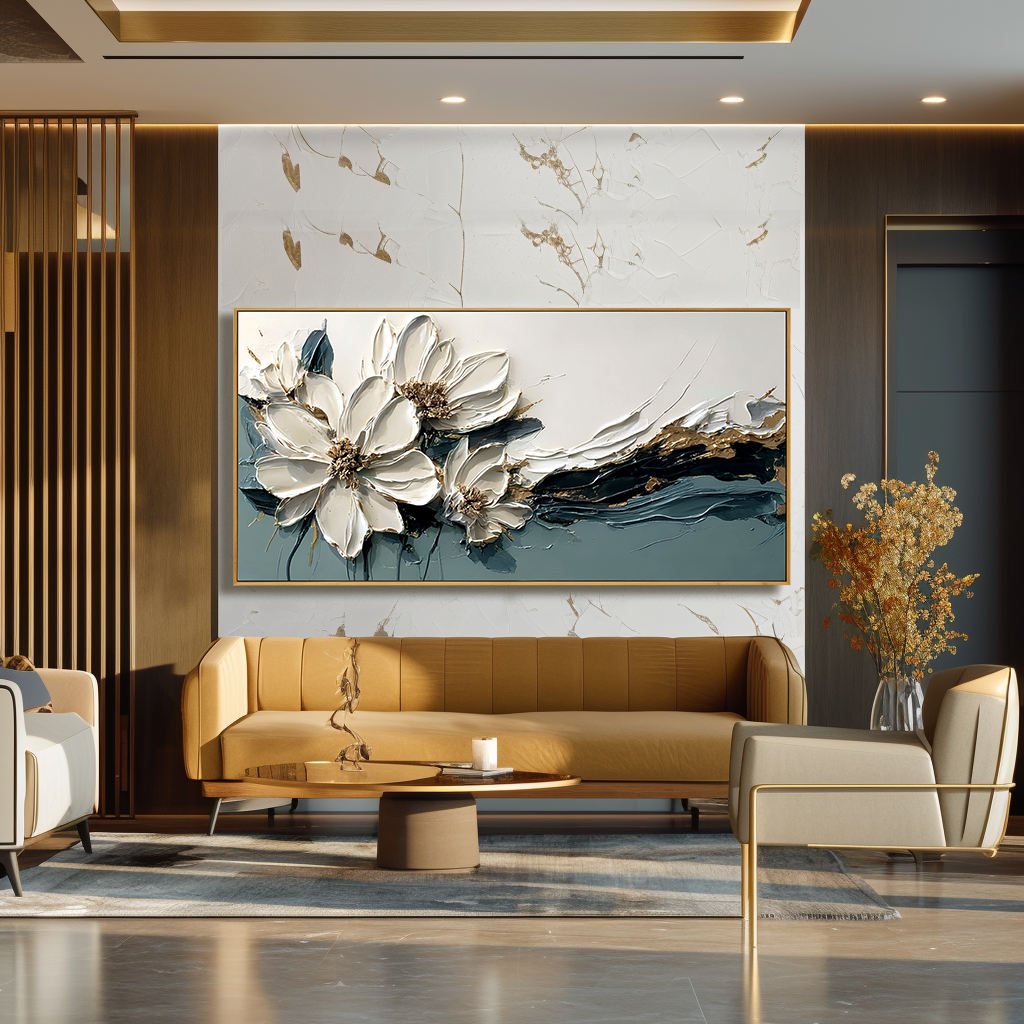 Still in Motion Large Hand-Painted Textured Floral Oil Painting#AB14229