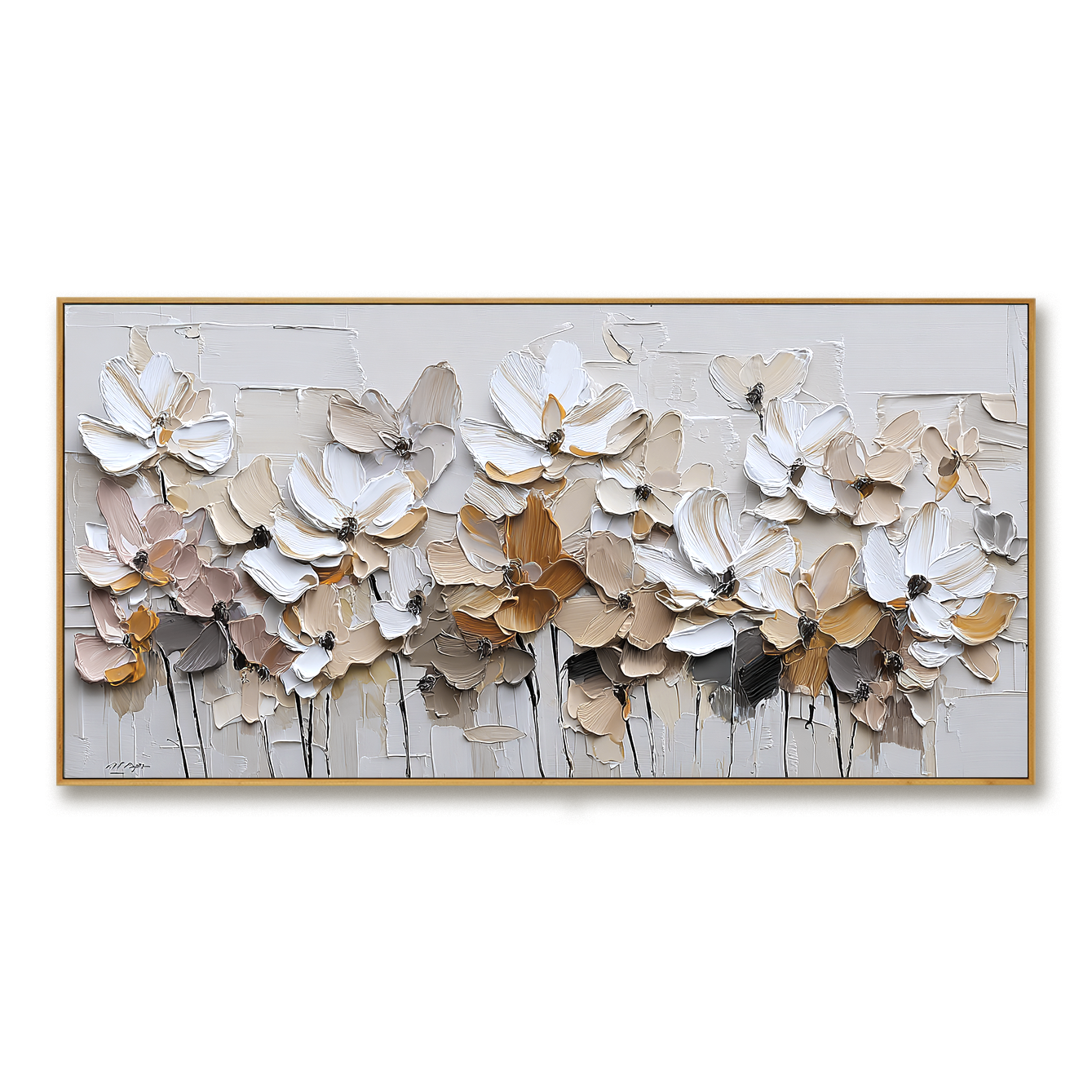 Soft Assembly Large Hand-Painted Textured Floral Oil Painting#AB14230