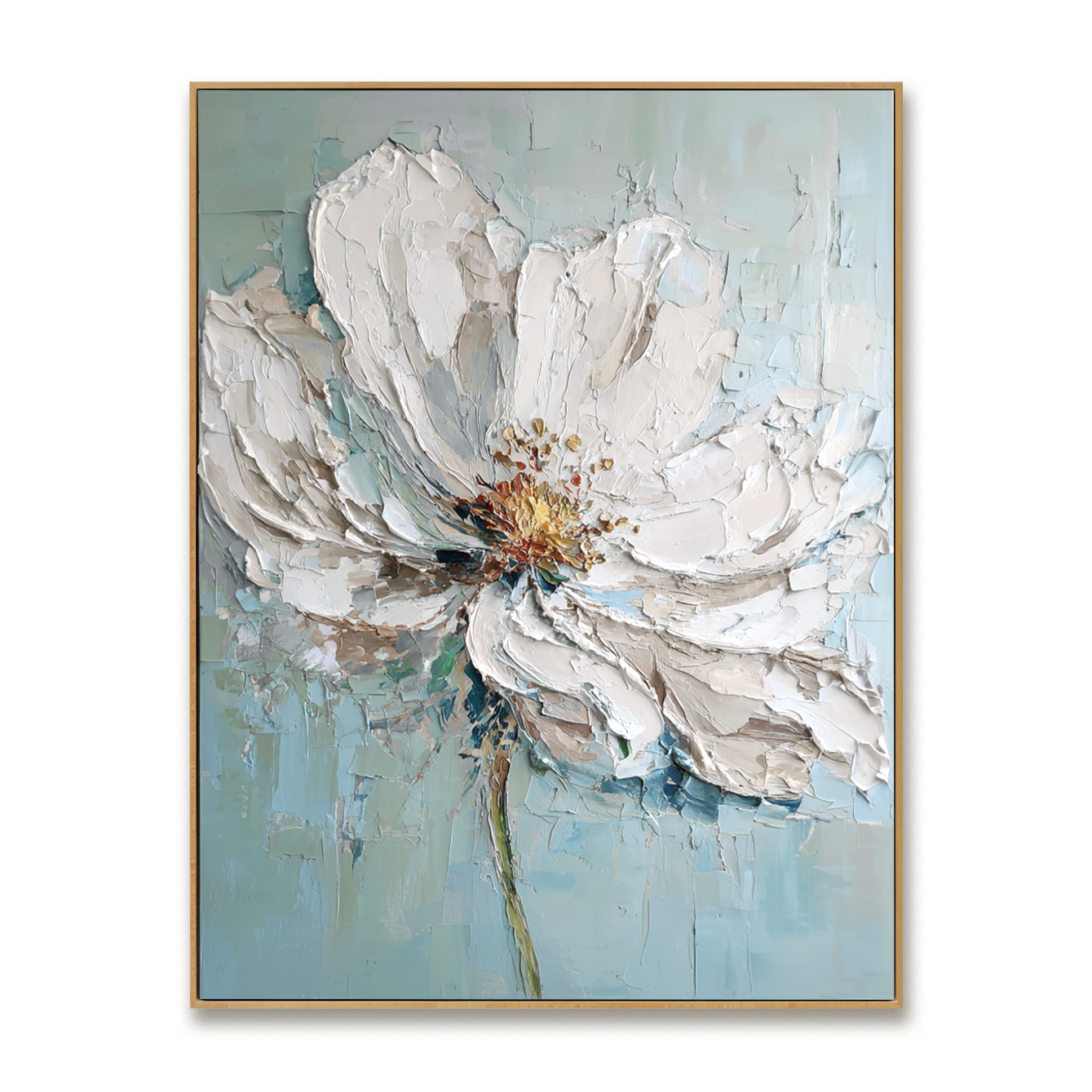 Quiet Bloom Hand-Painted Textured Floral Oil Painting#AB14231
