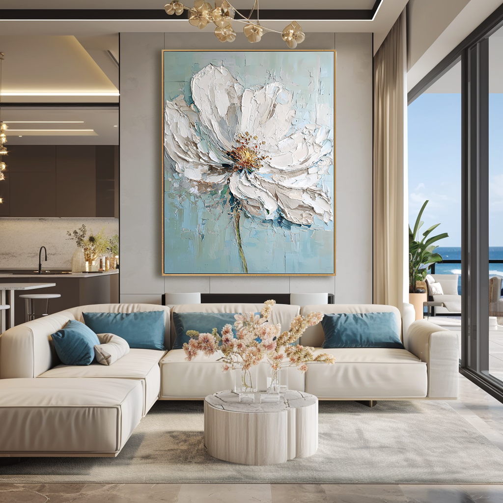 Quiet Bloom Hand-Painted Textured Floral Oil Painting#AB14231