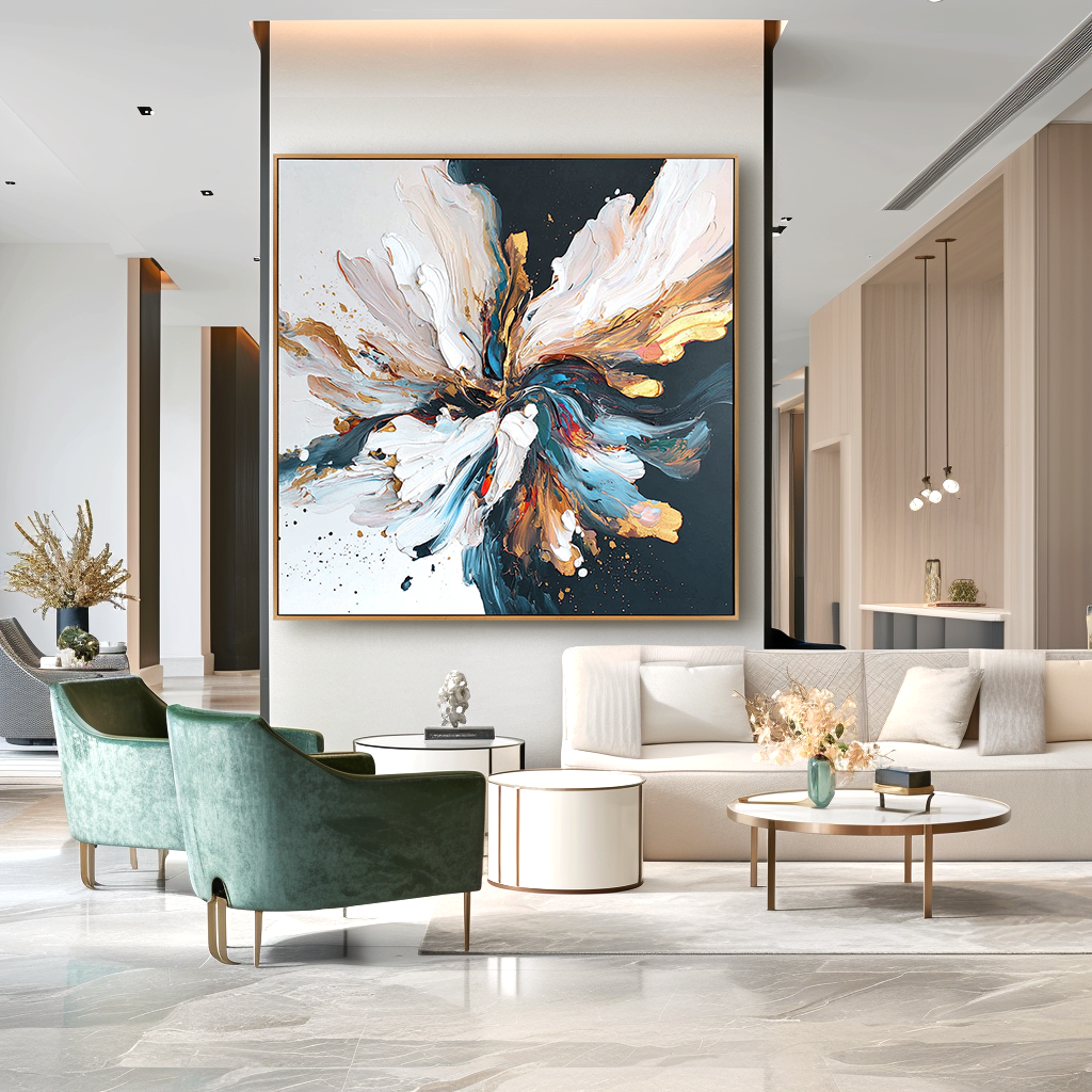 Unbound Blossom – Hand-Painted Textured Abstract Floral Oil Painting#AB14193