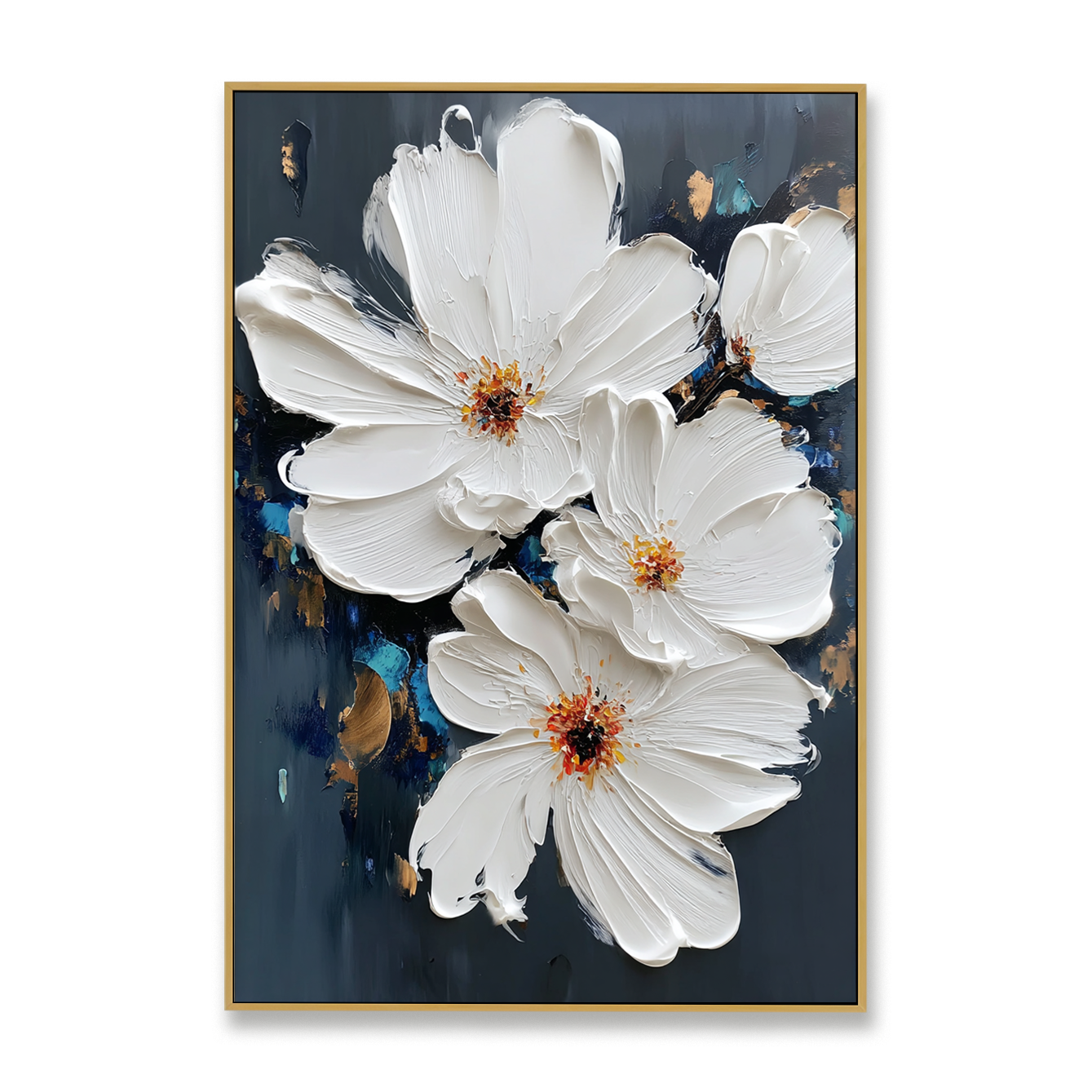 Quiet Blooming – Hand-Painted Textured Floral Oil Painting#AB14235