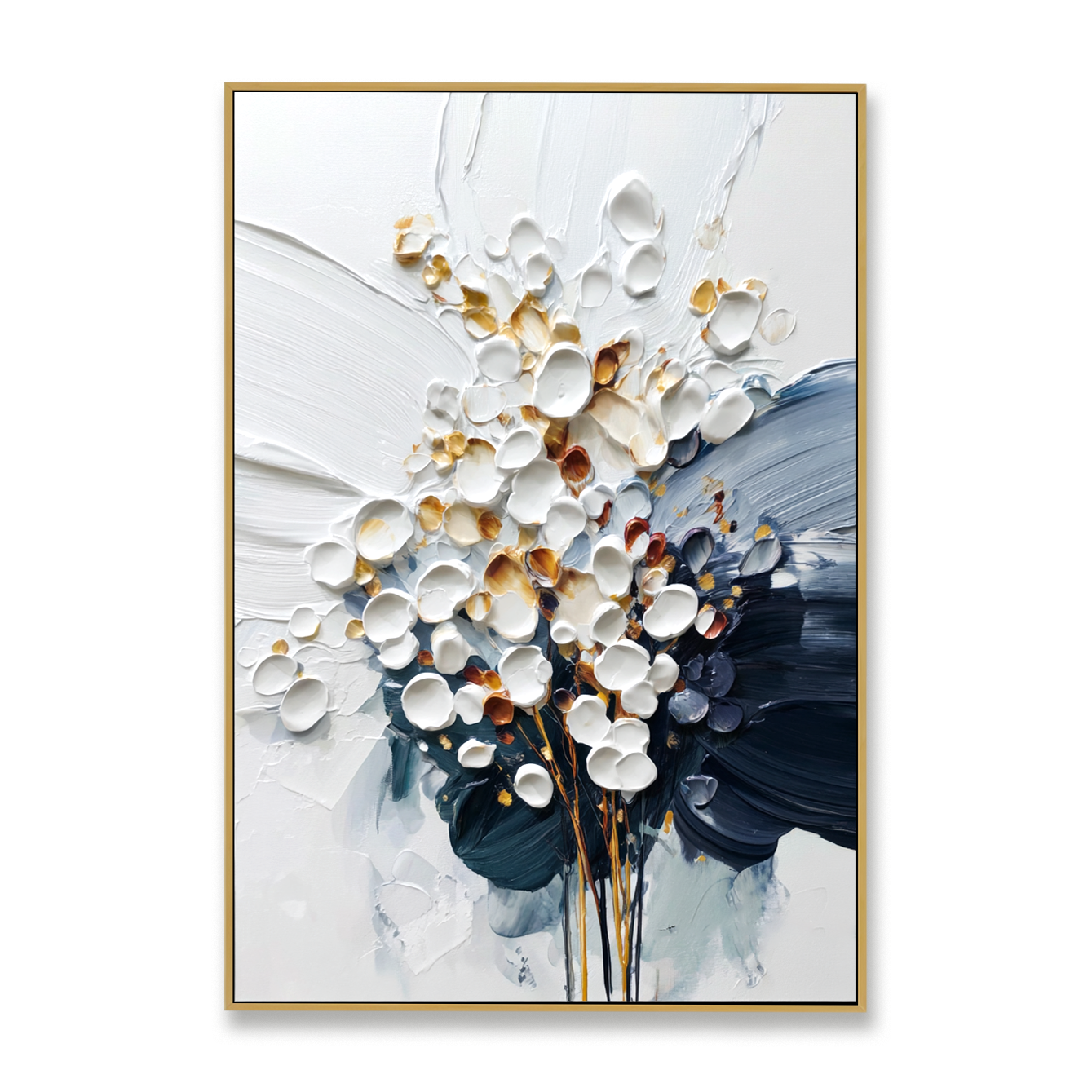 Silent Convergence – Hand-Painted Abstract Textured Floral Oil Painting#AB14236