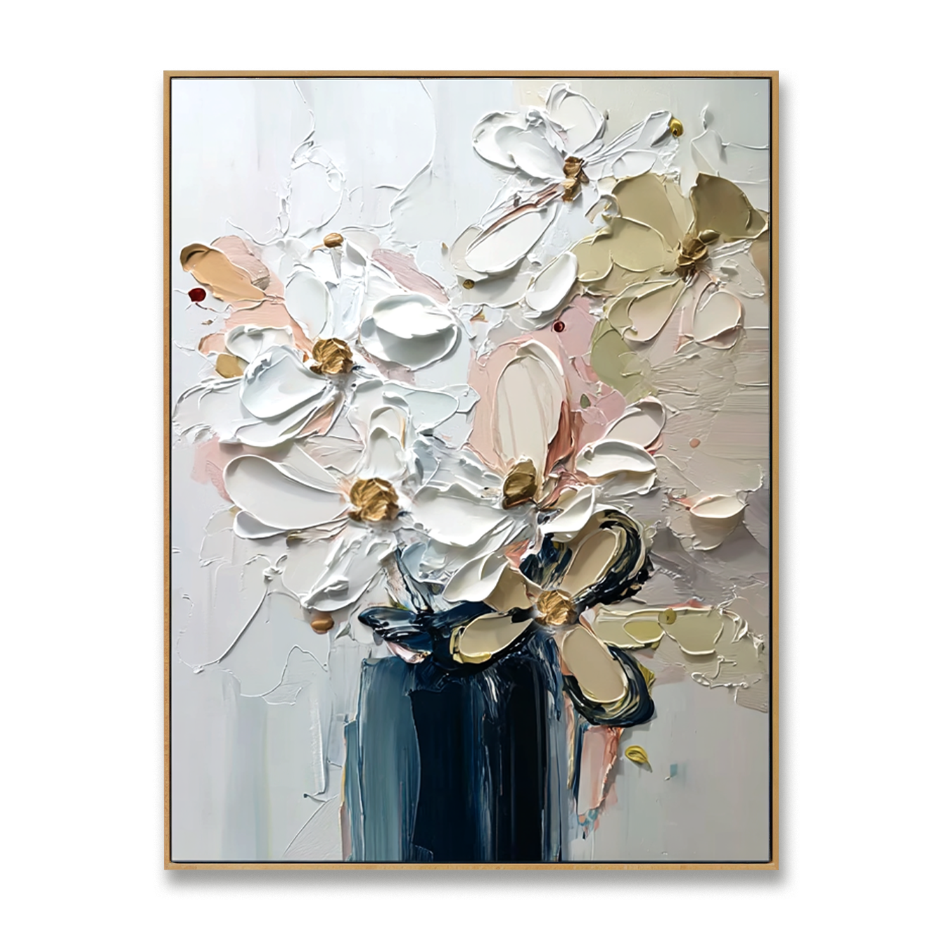 Quiet Blooming – Hand-Painted Abstract Textured Floral Oil Painting#AB14237