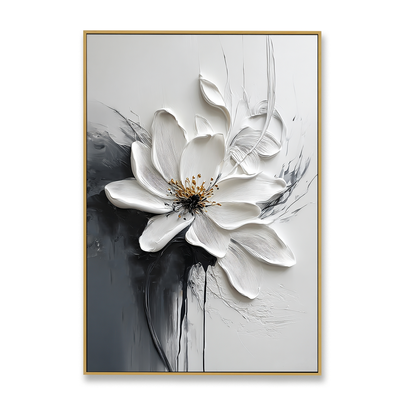 Stillness in Bloom – Hand-Painted Abstract Textured Floral Oil Painting#AB14238