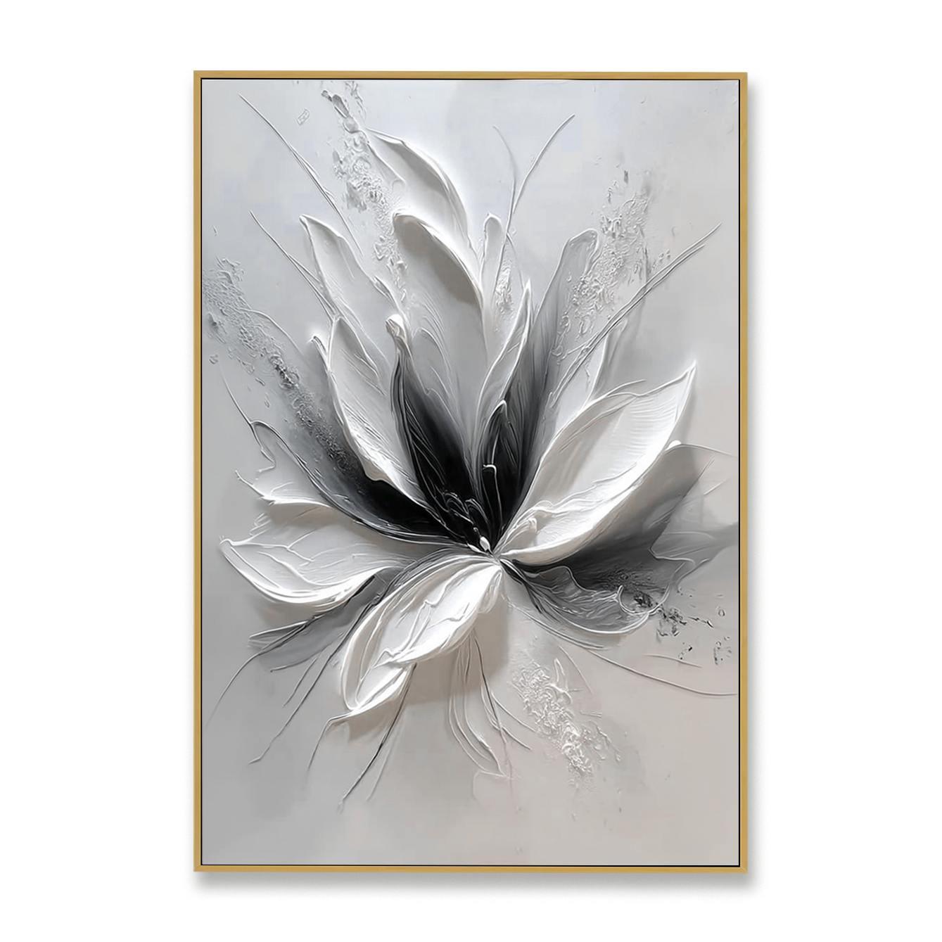 Silent Bloom – Hand-Painted Abstract Textured Floral Oil Painting#AB14240